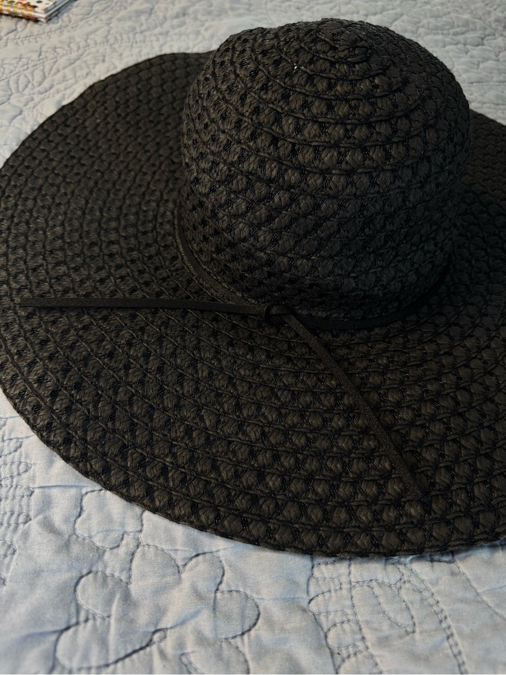 Woven Wide-Brim Sun Hat - Black - Picture 3 of 6